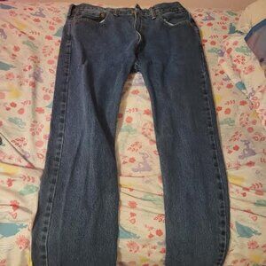 Mens Levi's 505 Dark Blue Jeans Size 36x34